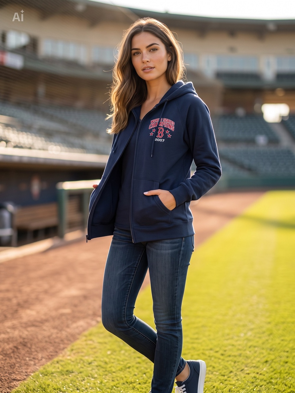 Antigua Embroidered Red Sox 2007 World Series Champions Navy Full-Zip Hoodie